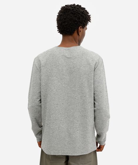 camiseta masculina manga longa texturizada verde