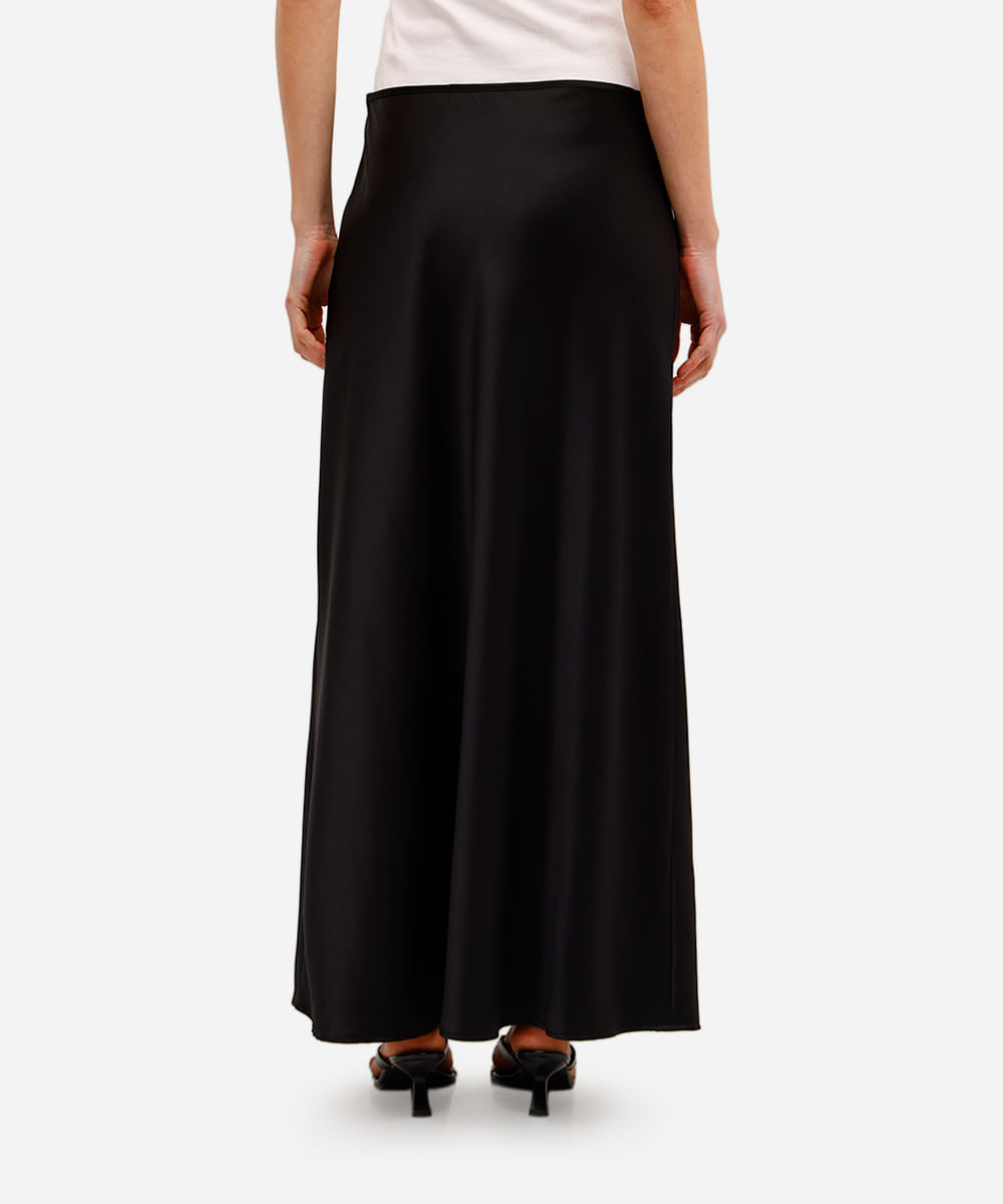 saia midi feminina acetinada preta