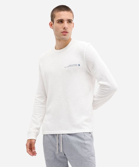 camiseta masculina manga longa estampada off white