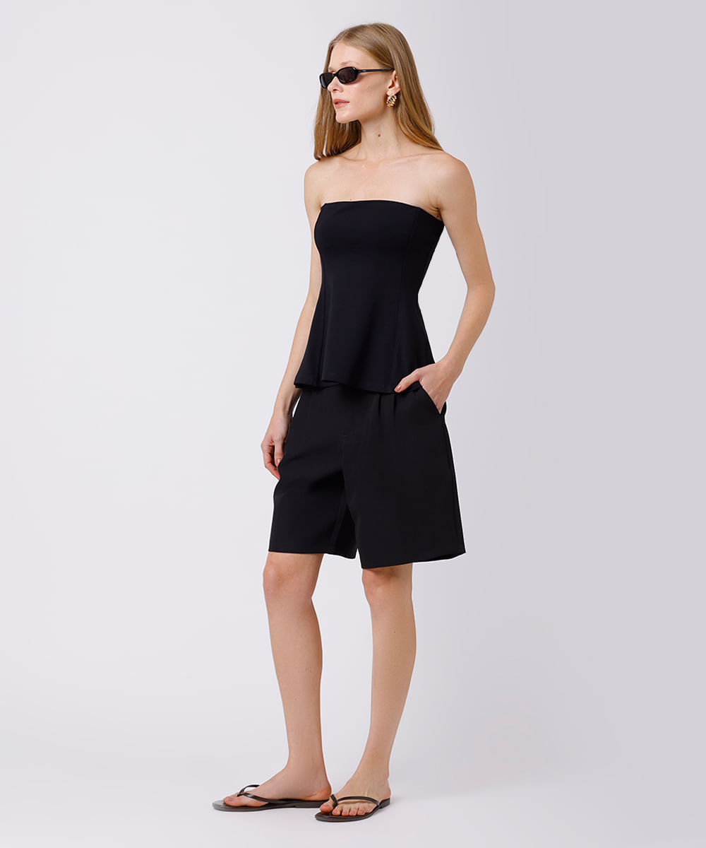 blusa peplum feminina sem alça mindset preta