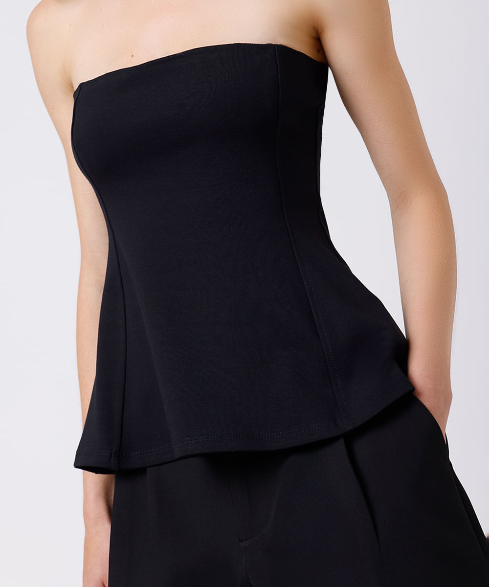 blusa peplum feminina sem alça mindset preta