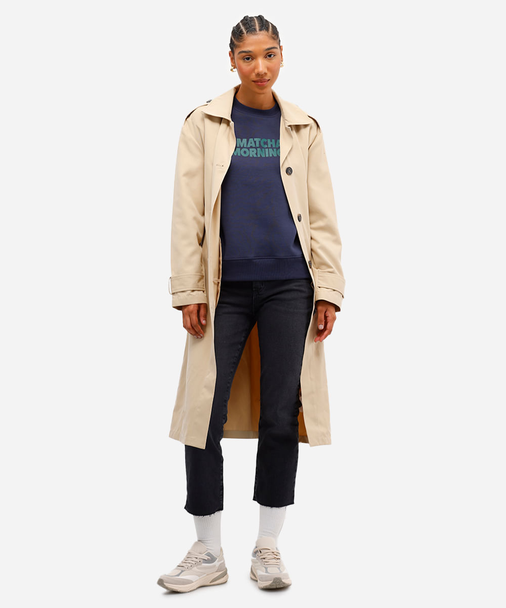 blusão feminino de moletom felpado matcha mornings azul