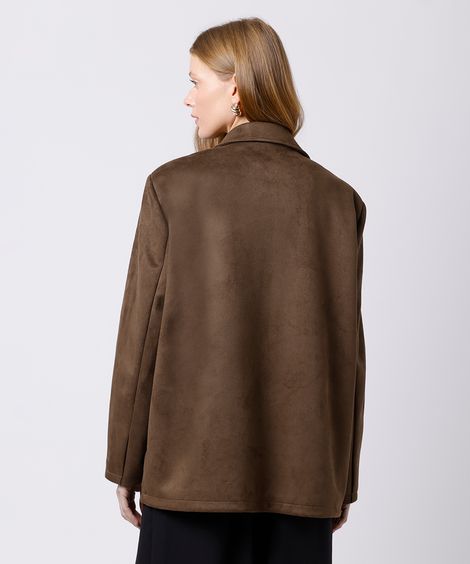 blazer feminino de suede mindset marrom