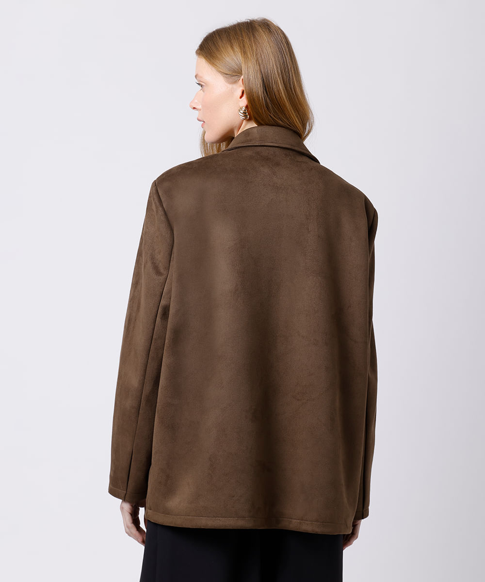 blazer feminino de suede mindset marrom