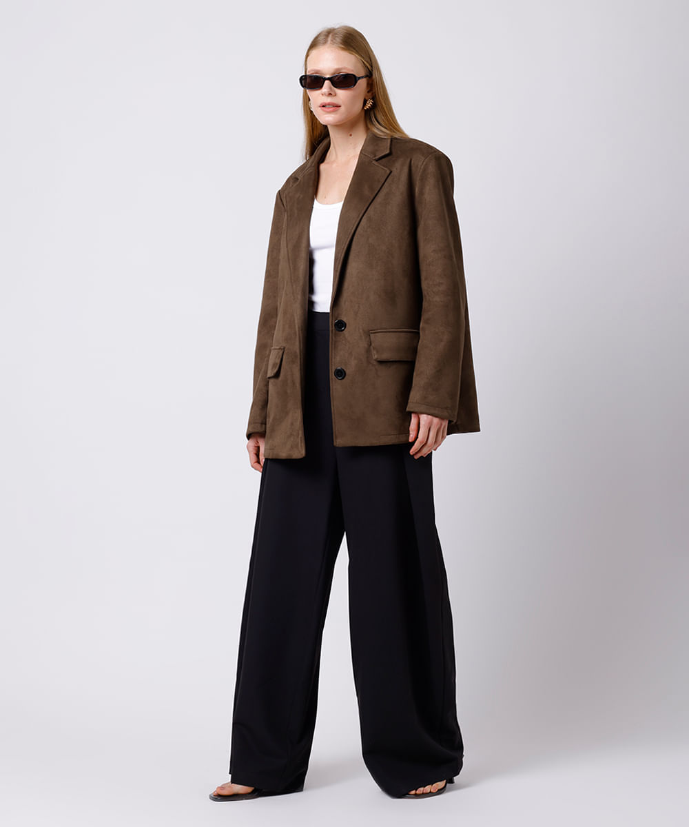blazer feminino de suede mindset marrom
