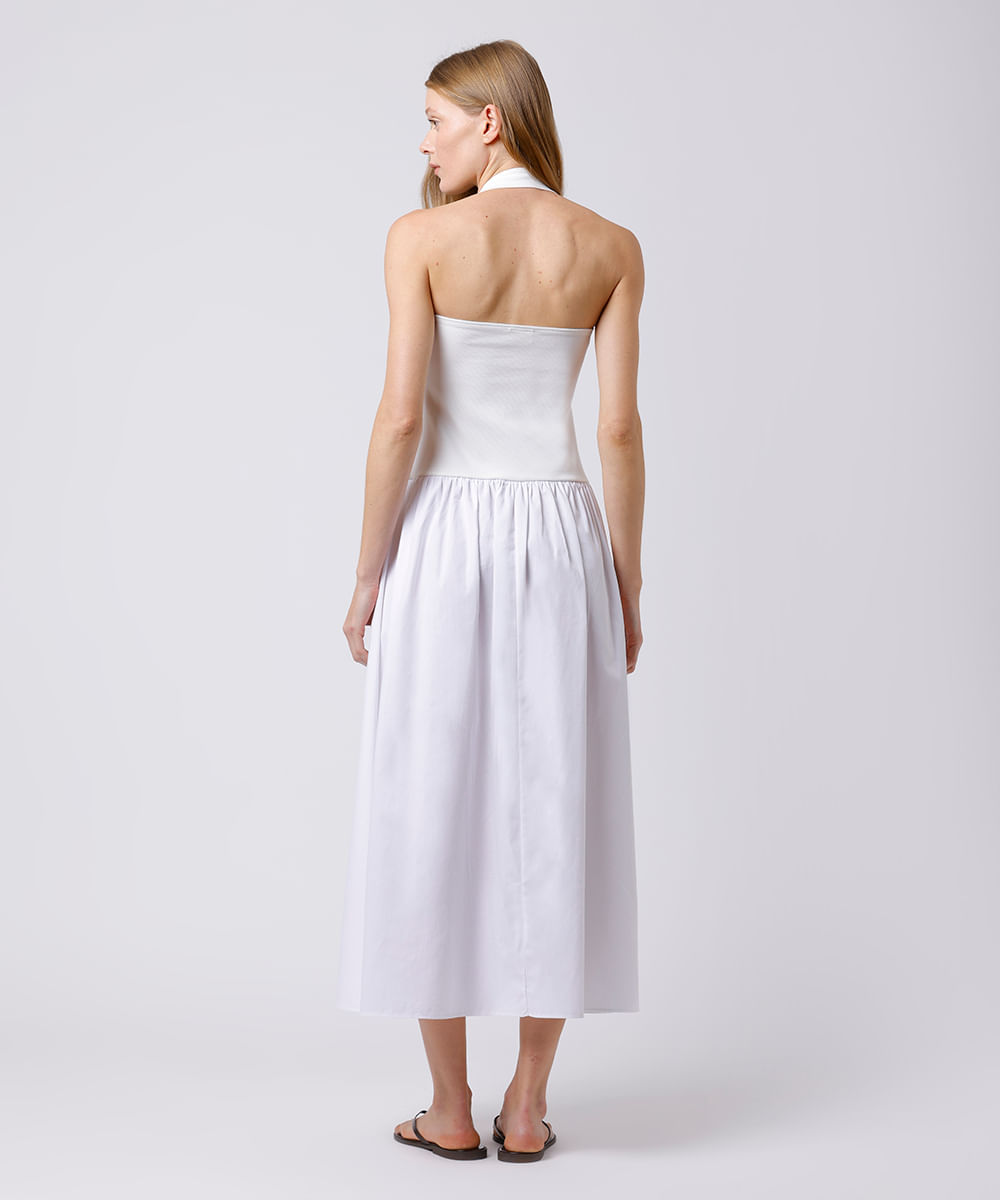 vestido midi feminino frente única mindset off white