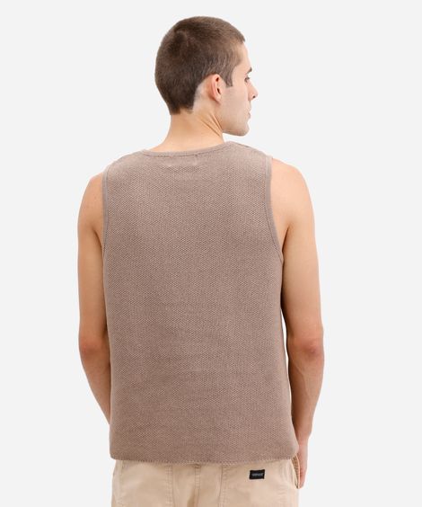 regata masculina de tricot texturizada bege