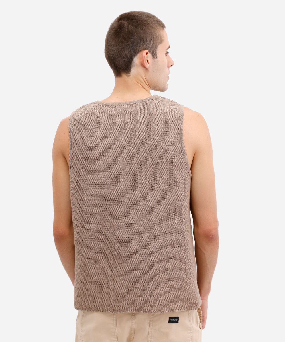 regata masculina de tricot texturizada bege
