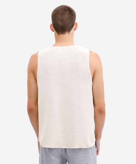 regata masculina de tricot texturizada bege
