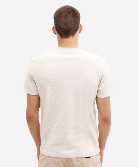 camiseta masculina manga curta estampada bege