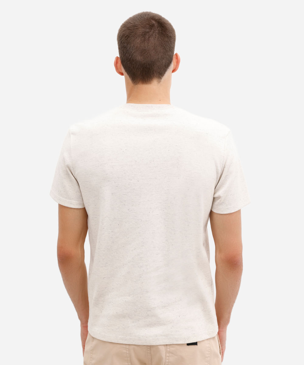 camiseta masculina manga curta estampada bege