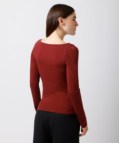 blusa feminina de algodão peruano manga longa mindset vinho