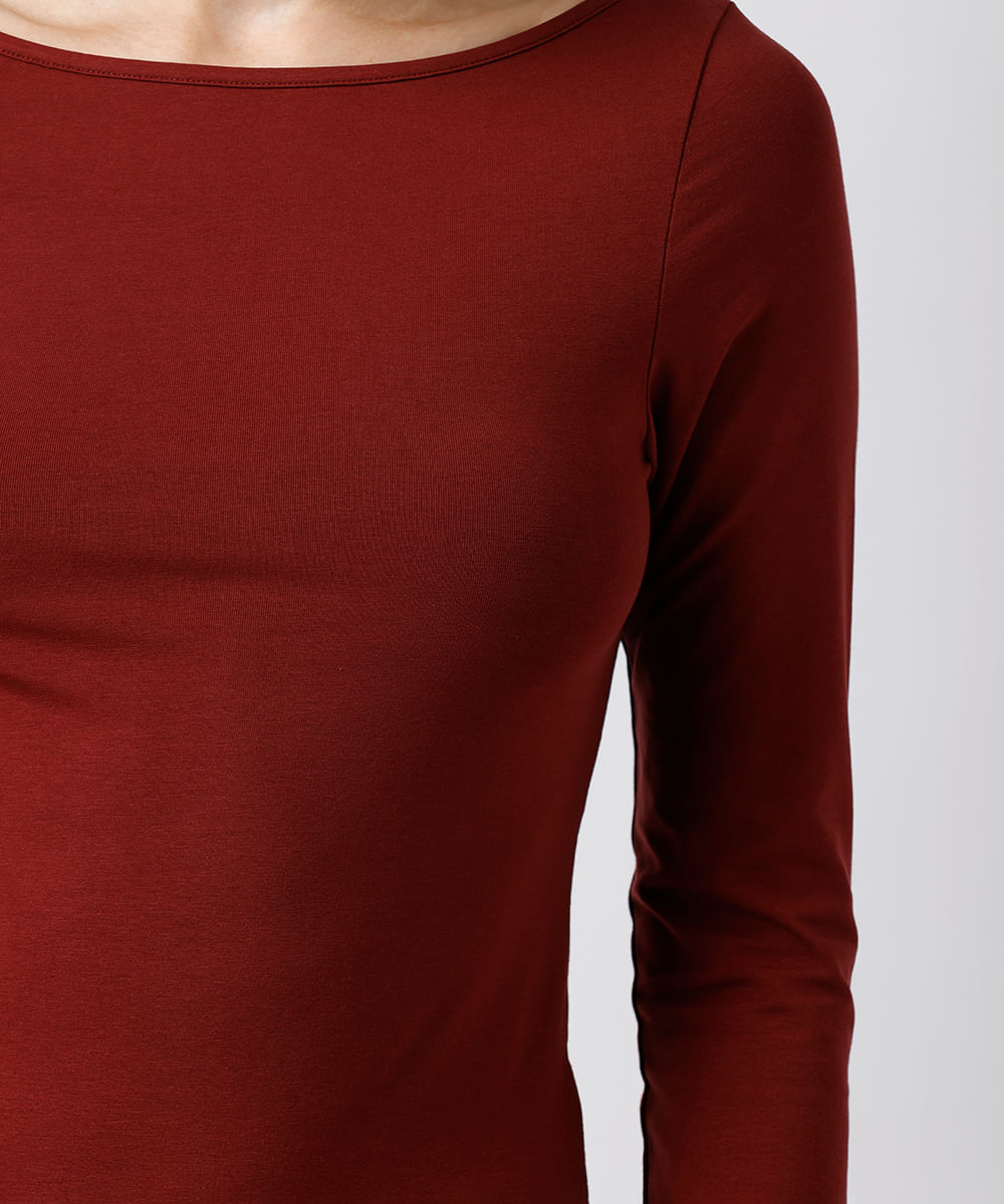 blusa feminina de algodão peruano manga longa mindset vinho