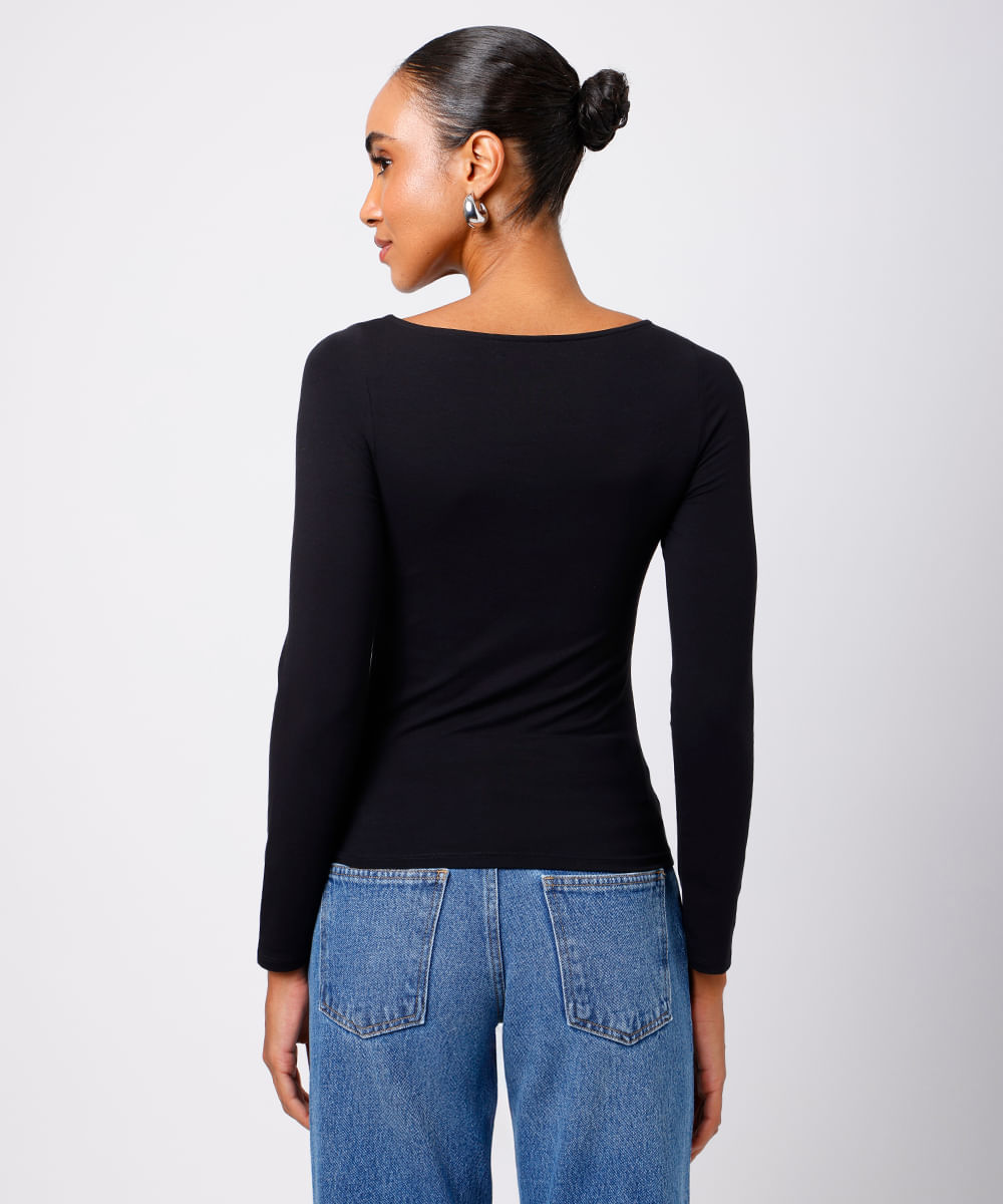 blusa feminina de algodão peruano manga longa mindset preta