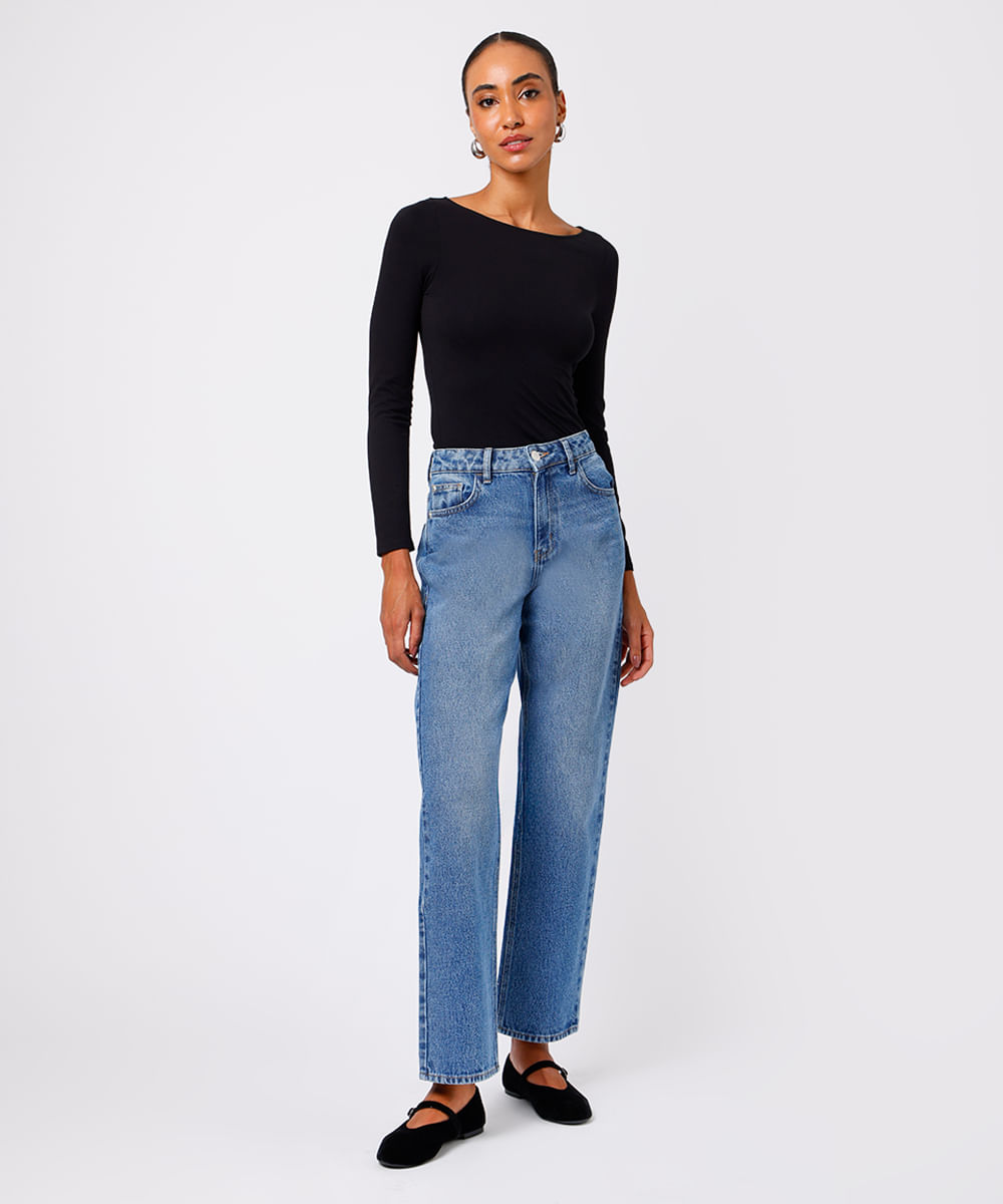 blusa feminina de algodão peruano manga longa mindset preta