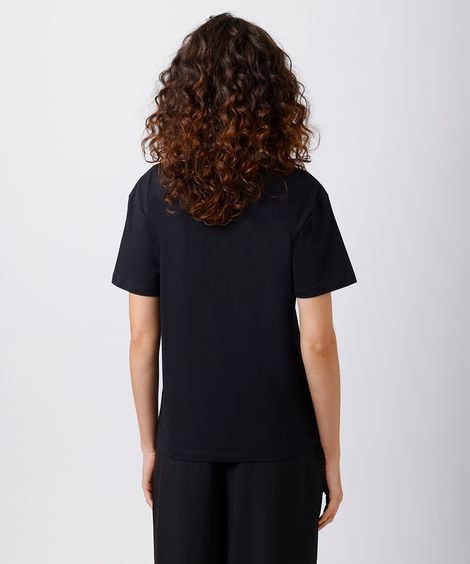 camiseta slim fit feminina de algodão peruano bicolor mindset preta