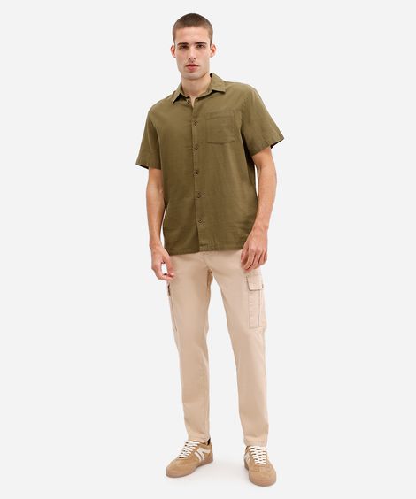 calça cargo masculina de sarja bege