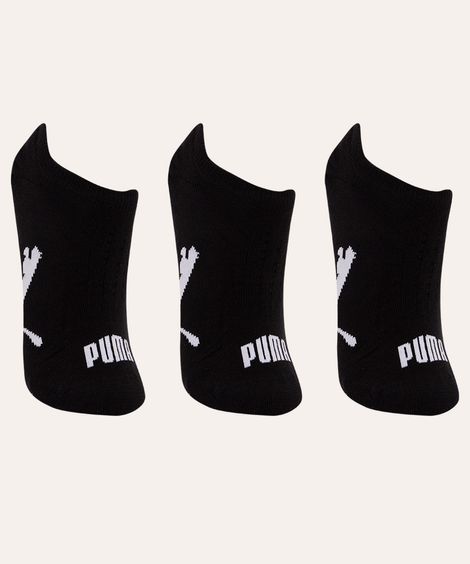 kit de 3 pares de meias sapatilha puma preto