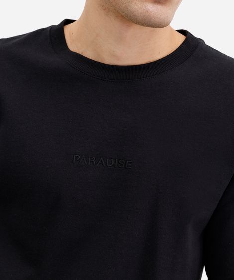 camiseta masculina de algodão bordado paradise preta