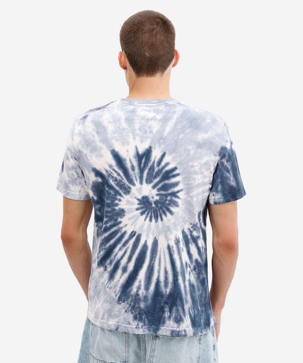 camiseta masculina de algodão tie dye azul