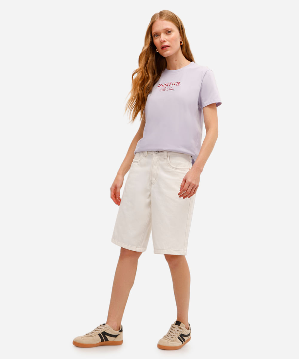 camiseta feminina de algodão fiz o que pude lilás