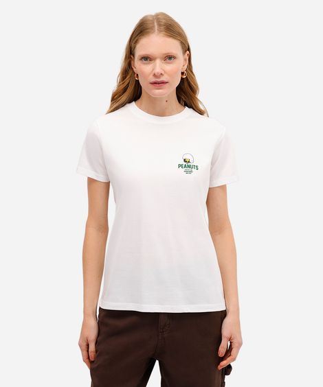 camiseta feminina de algodão snoopy off white
