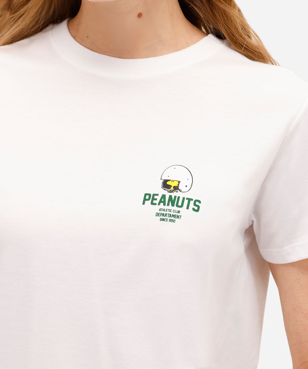 camiseta feminina de algodão snoopy off white