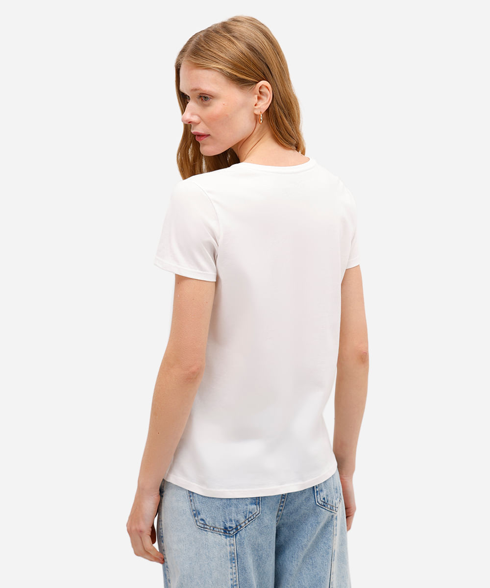 camiseta feminina de algodão mickey texturizada off white
