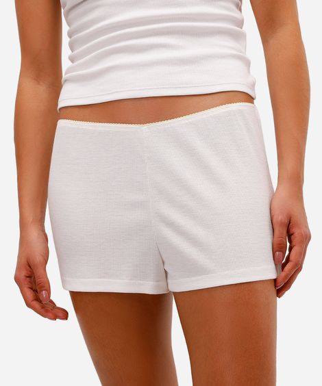 short de pijama feminino canelado off white