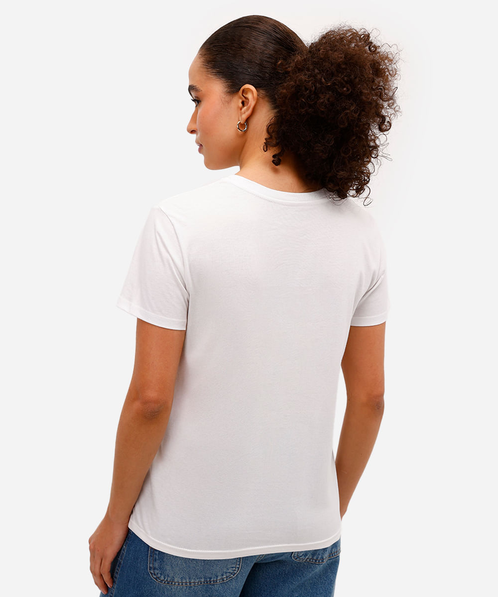 camiseta feminina de algodão estampada - off white