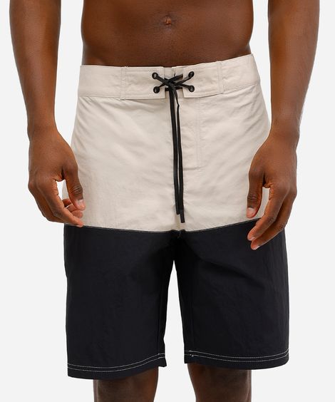 short boardshort masculino com recorte bege