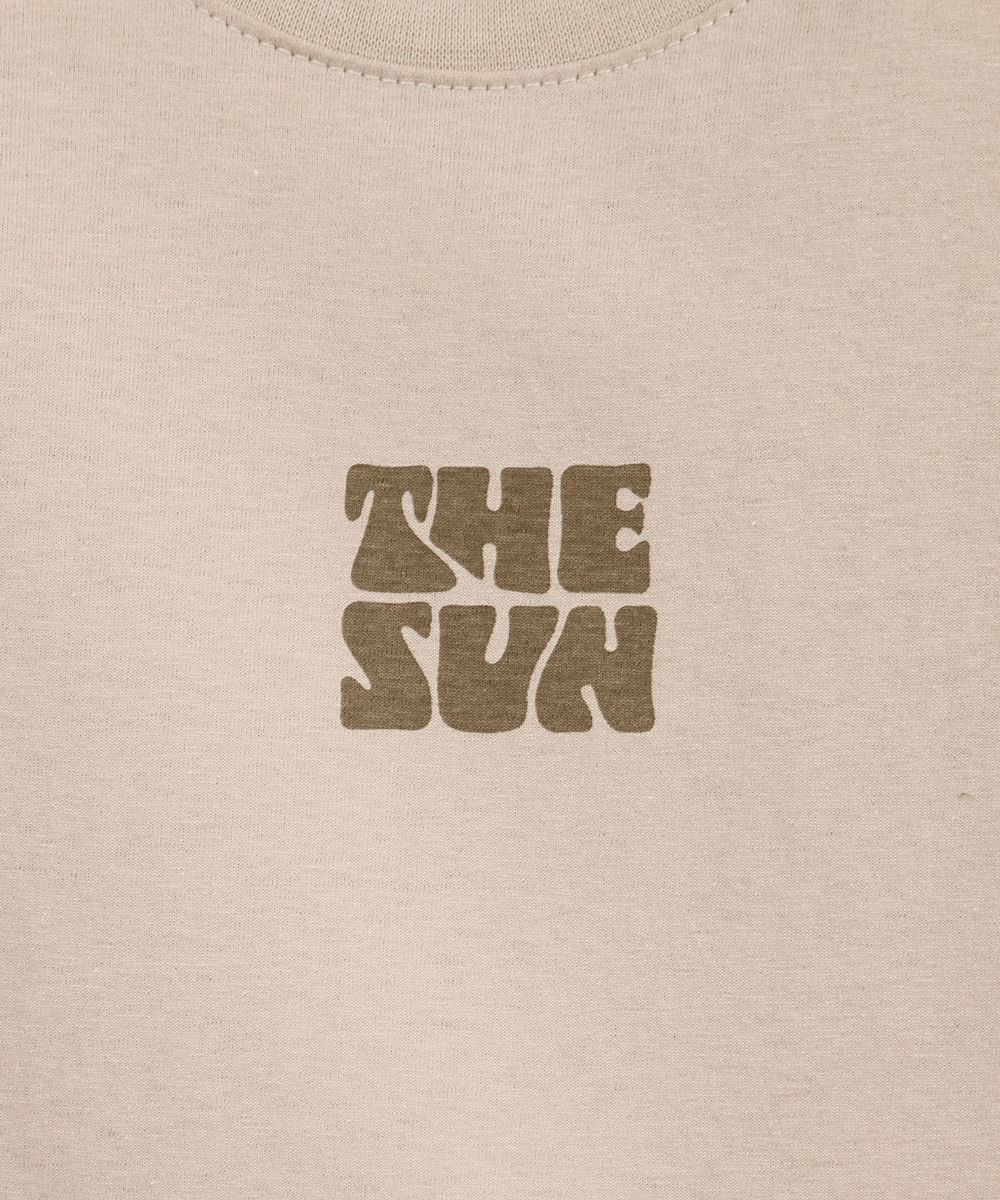 conjunto curto infantil de algodão the sun bege