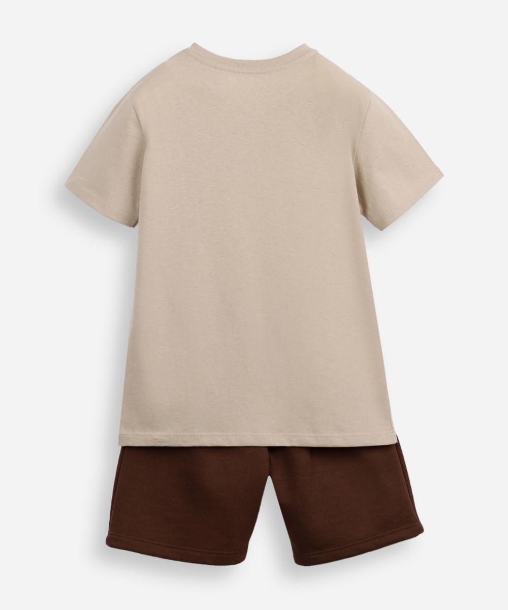 conjunto curto infantil de algodão the sun bege