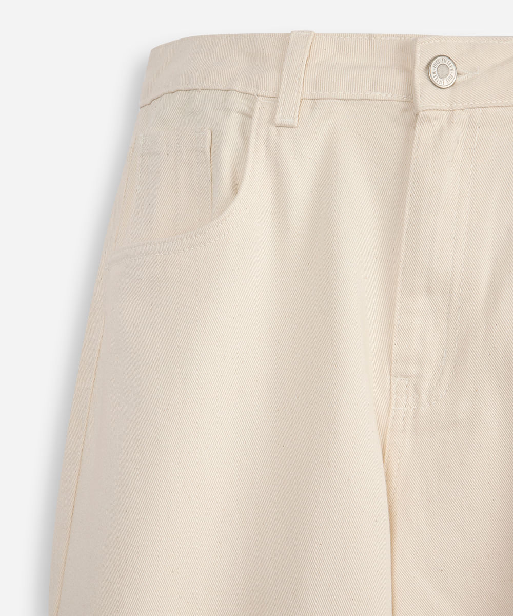 calça wide leg juvenil de sarja bege