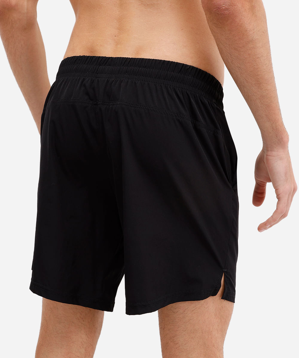 short masculino esportivo de poliamida preto