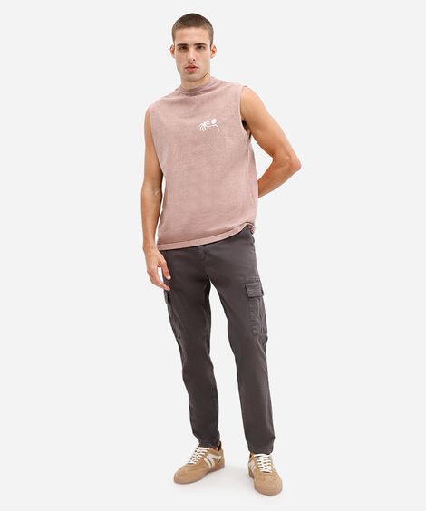 calça cargo masculina de sarja cinza