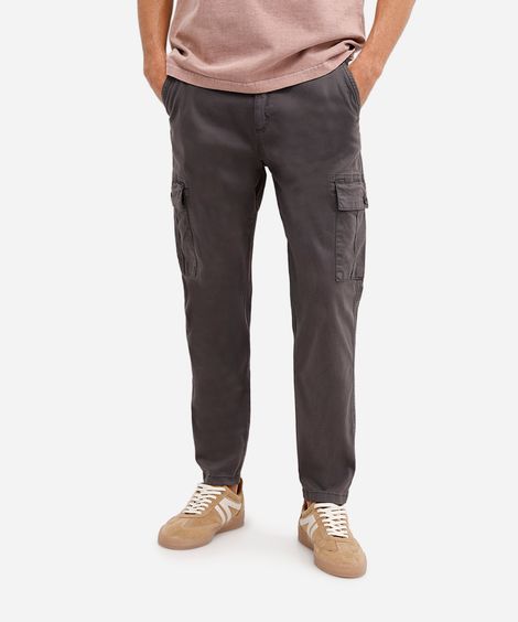 calça cargo masculina de sarja cinza