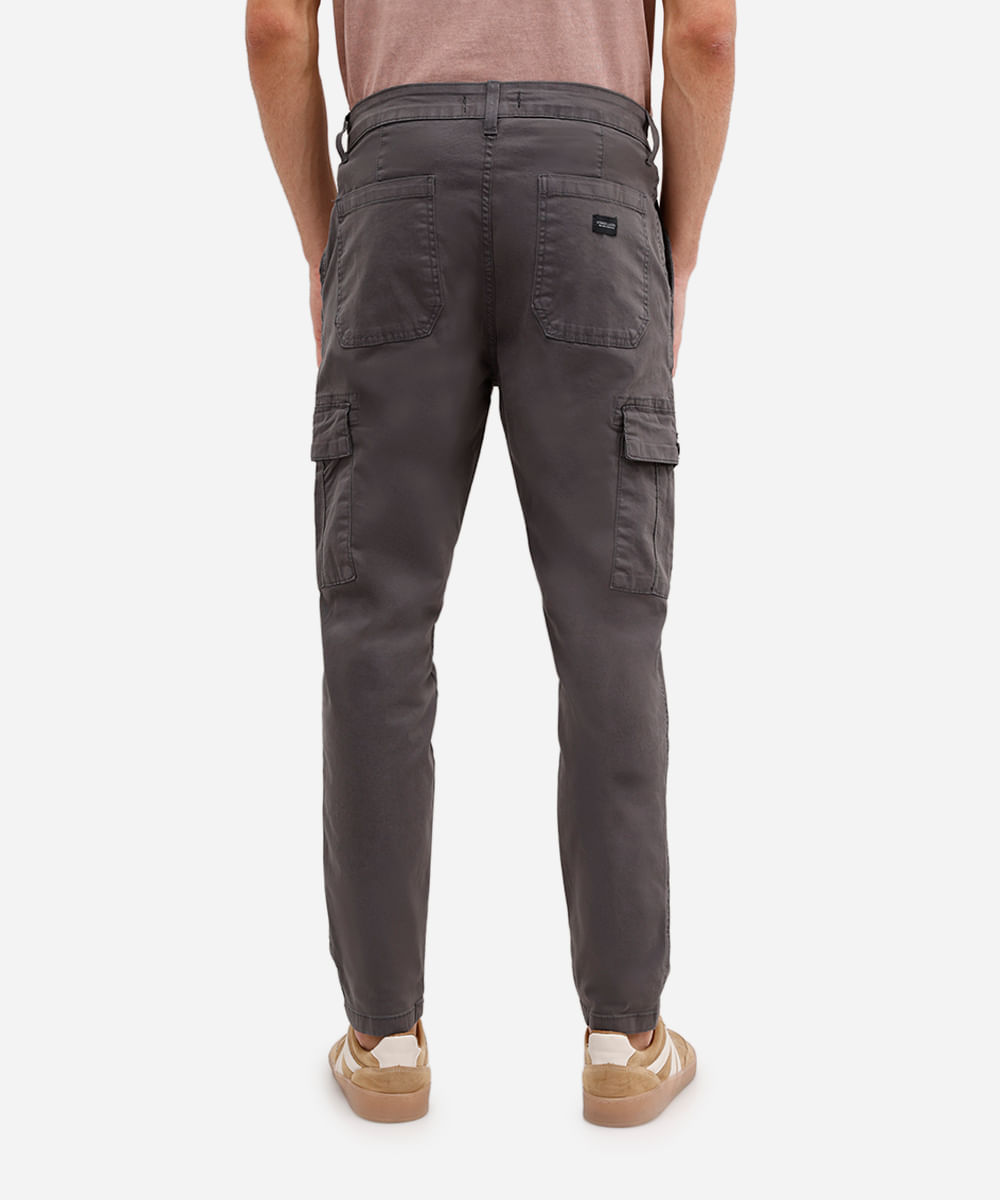 calça cargo masculina de sarja cinza