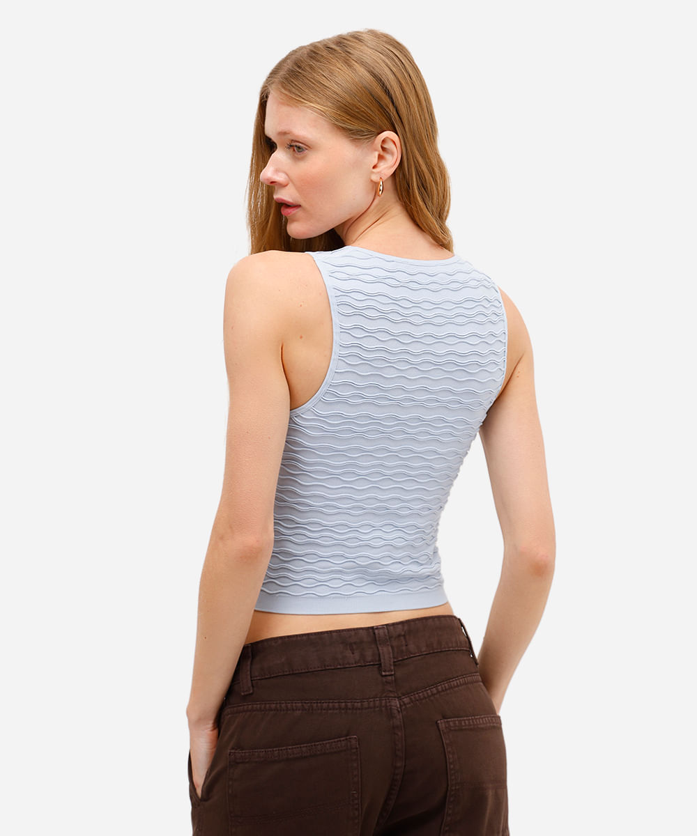 cropped feminino de poliamida texturizado azul