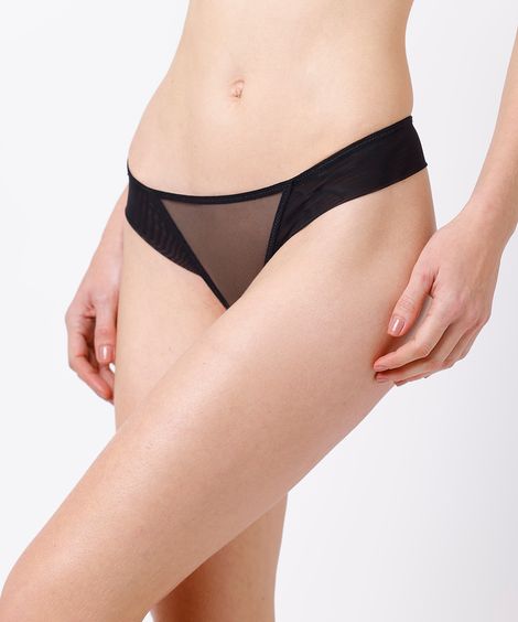 calcinha fio dental em tule mindset preta