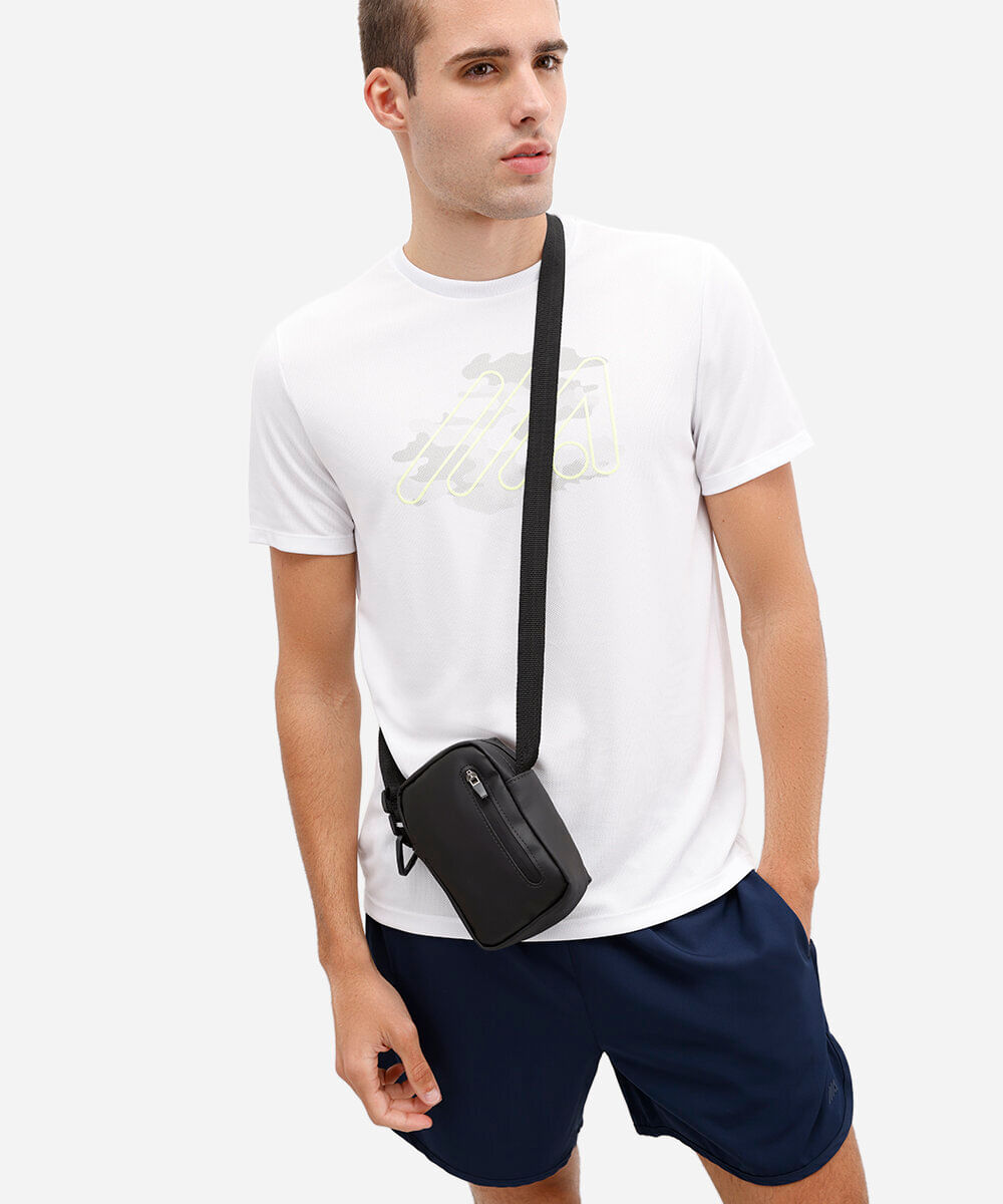 bolsa shoulder masculina transversal preta