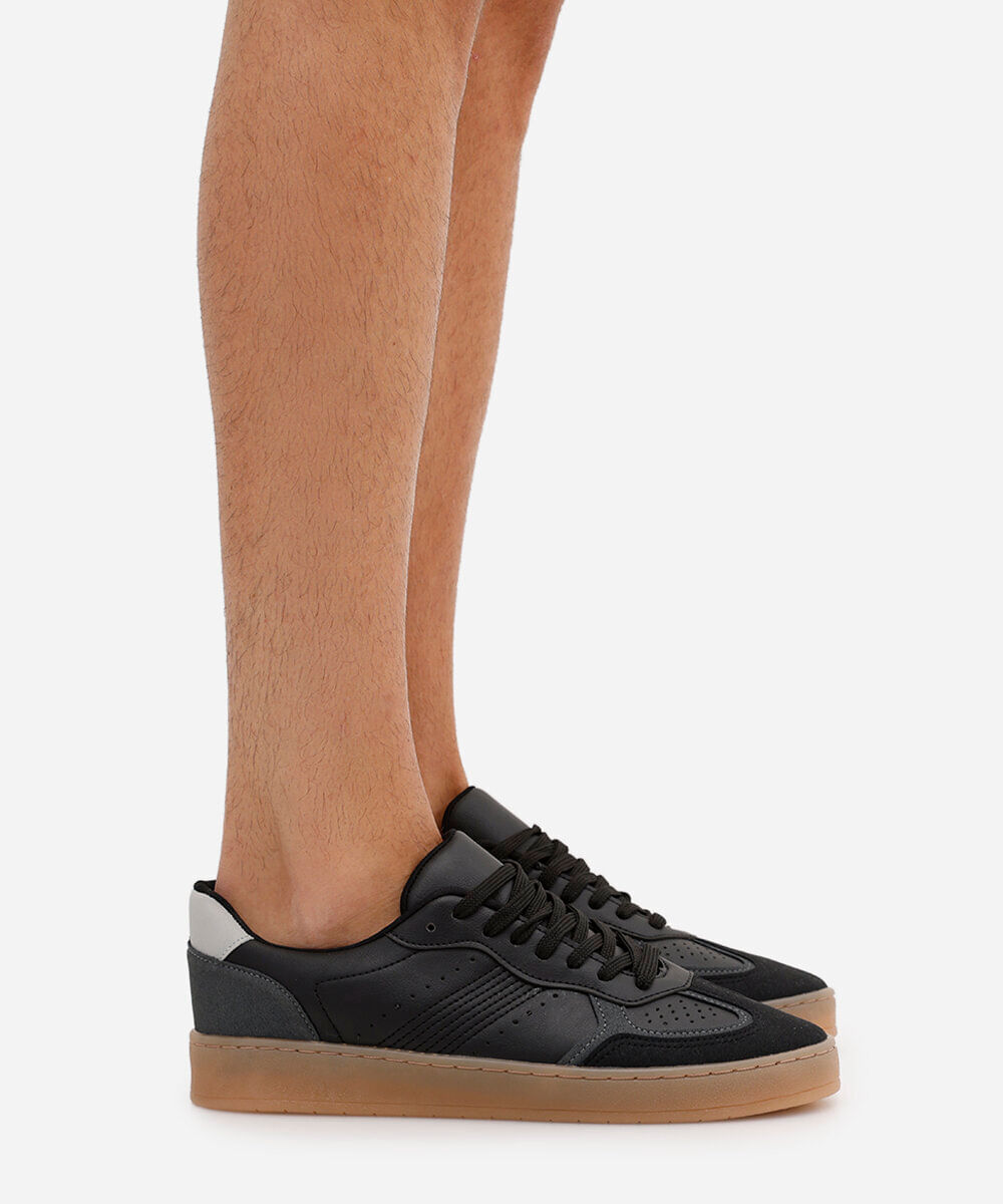 tênis casual masculino com recortes ace preto