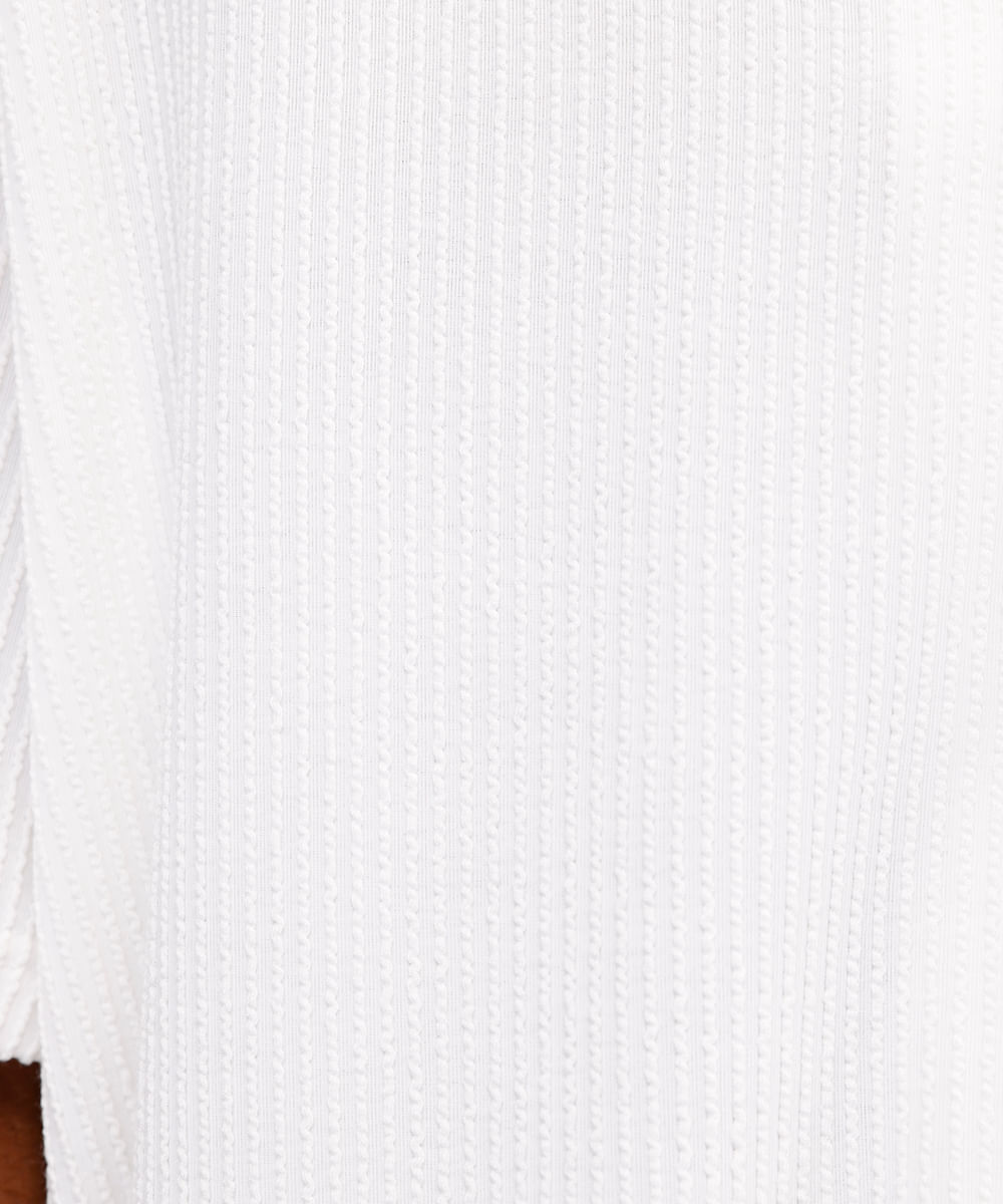 camisa manga curta texturizada e listrada - branco