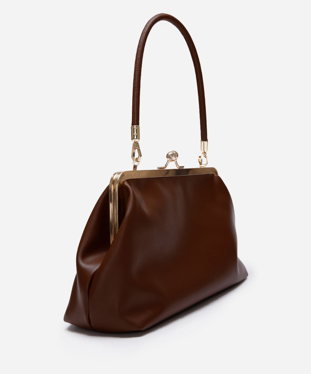 bolsa clutch com alça removível mindset marrom