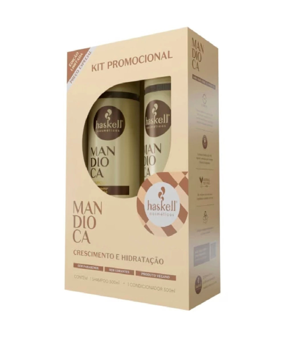 kit haskell shampoo e condicionador mandioca 300ml