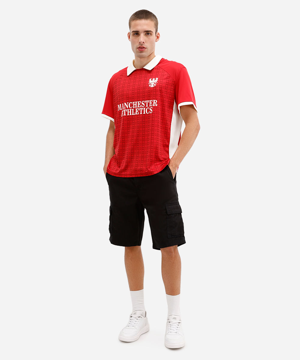 bermuda jogger cargo masculina de sarja preta