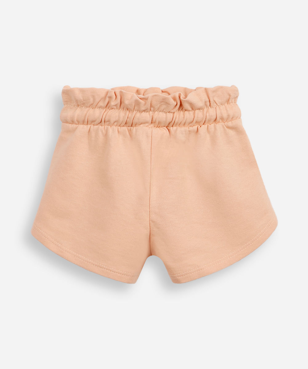 short infantil de moletom sem felpa cós elástico laranja