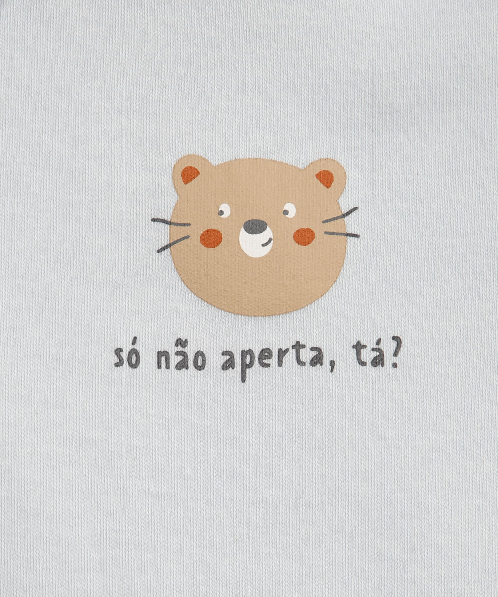 body infantil de algodão manga curta só não aperta tá azul