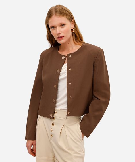 casaco feminino com botões marrom