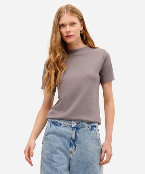camiseta classic feminina de algodão peruano interlock cinza